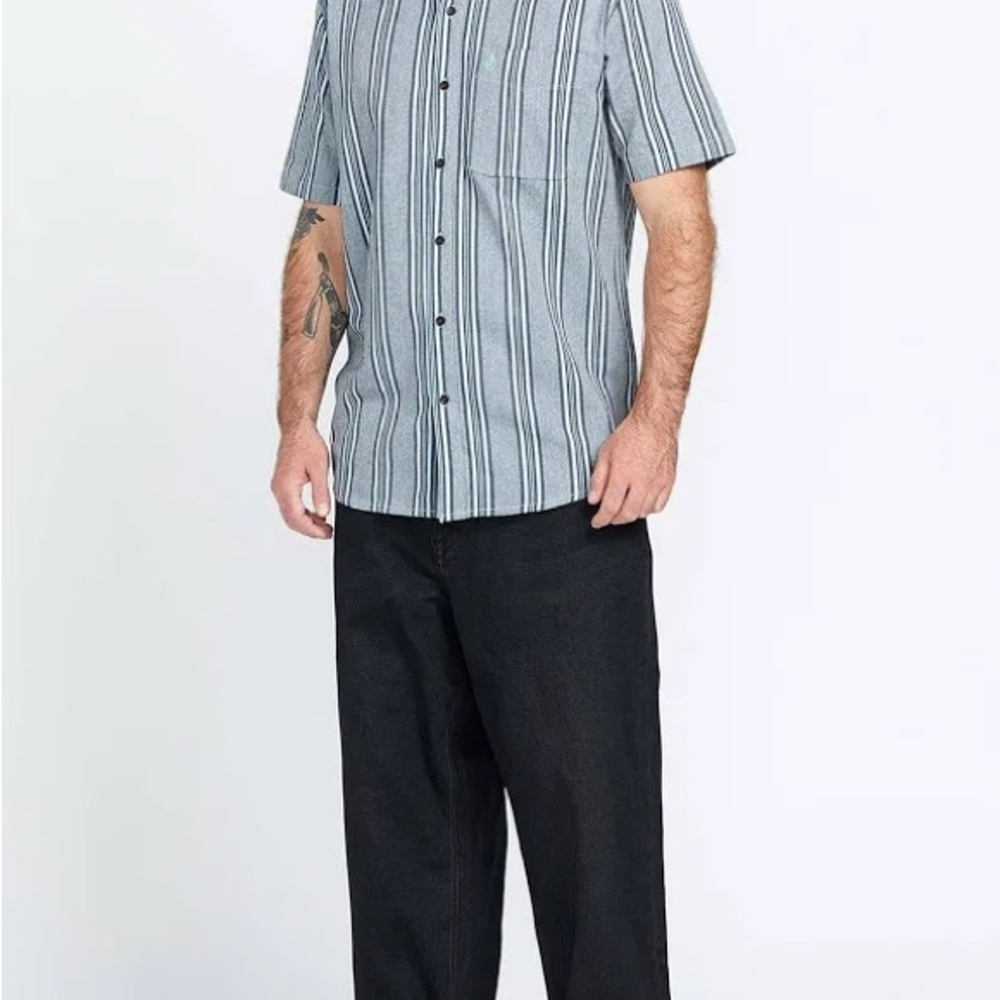 Volcom Men's Striped Shirt - Blue and Black